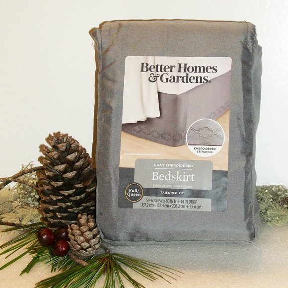BETTER HOMES & GARDENS Full/Queen Bed Skirt 14" Drop Color:Grey Flannel NIP - Picture 1 of 10